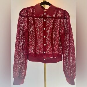 Elegant Cropped Lace Burgundy Blouse